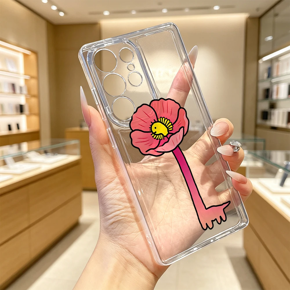 Poppy Dino Phone Case For Samsung Galaxy S26 S25 S24 S23 S22 Ultra FE A15 A16 A25 A35 A54 A55 A56, Anti-Yellow Case