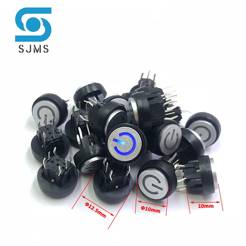 

6*6*10mm PB Push Button Switch Led Light Power Symbol Push Button Momentary Latching Computer Case Switch