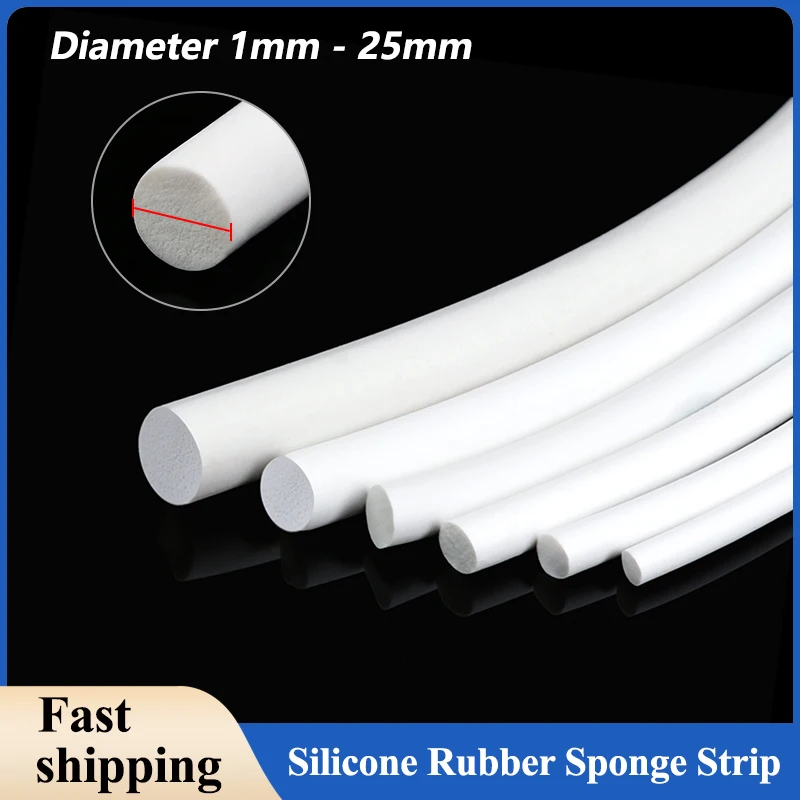 

1/3/5m Silicone Rubber Sponge Strip Round White Foamed Backer Rod Waterproof Seal Strips VMQ Foaming Cord Diameter 1mm - 25mm