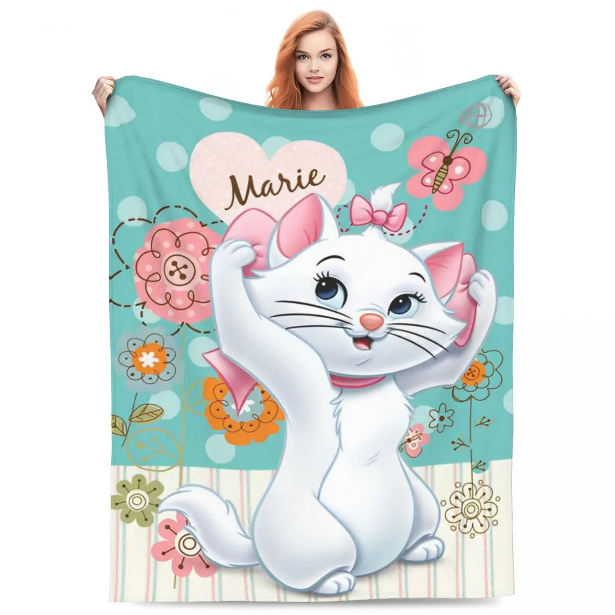 De Aristocats Marie Cat Deken Dier Super Warm Pluche Gooi Deken Voor Kinderen Volwassen Bank Stoel Slaapbank Flanel Sprei