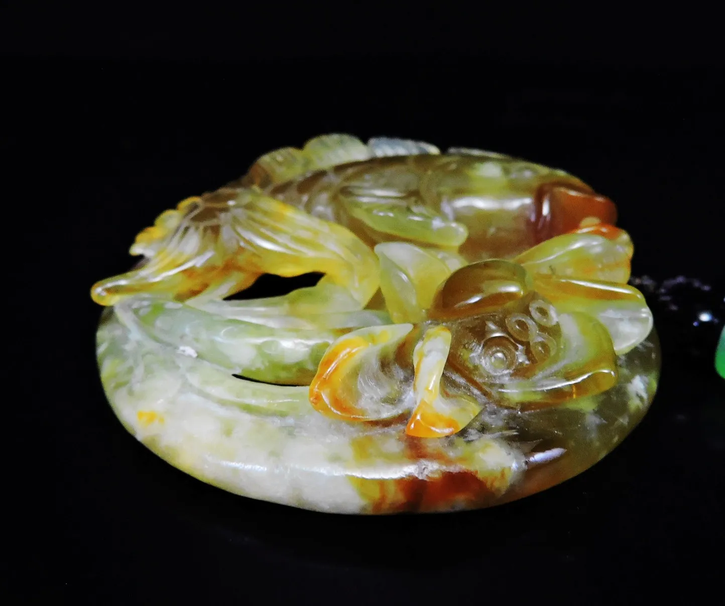 Jade Jewelry Natural Jade Pendant Necklace Hand-Carved fish&lotus flower Jadeite Necklace Pendant Gift No Treatment 634i