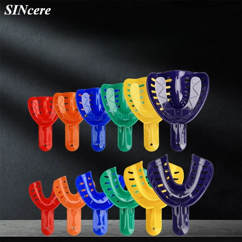 10Pcs=5Pair Disposable Dental Impression Trays Plastic Teeth Holder Trays Are Rounded Edges for Childrens Adults Cleaning Tools