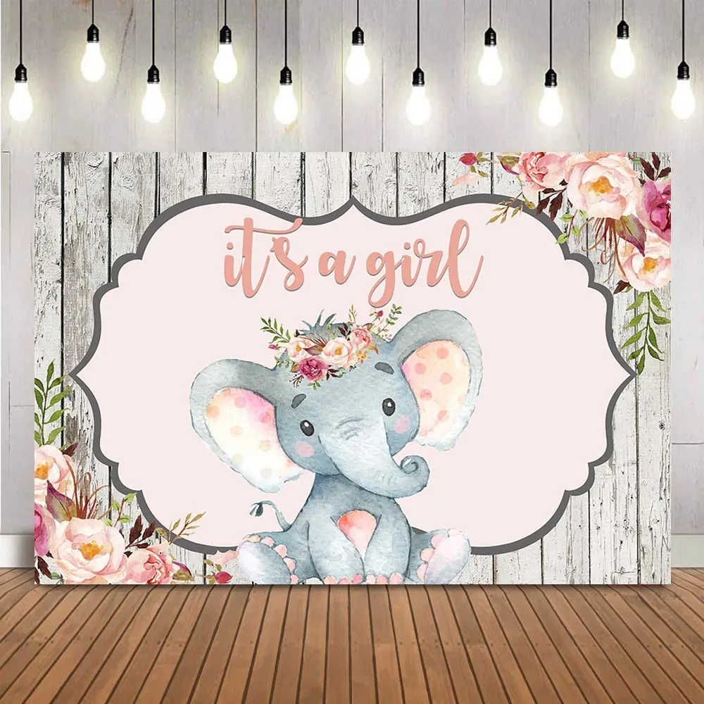 Elephant Baby Shower Theme Gender Reveal Birthday Party Vinyl Background  Newborn Baby Shower Decor Supplies