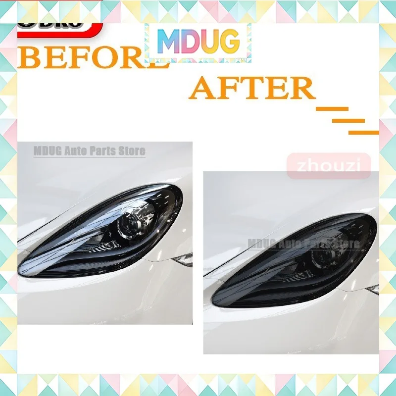 MDUG For Porsche 718 Boxster Cayman 2016-On 2020 Car Lamp Film Headlight Tint Black Protective Film Taillight Transparent TPU St