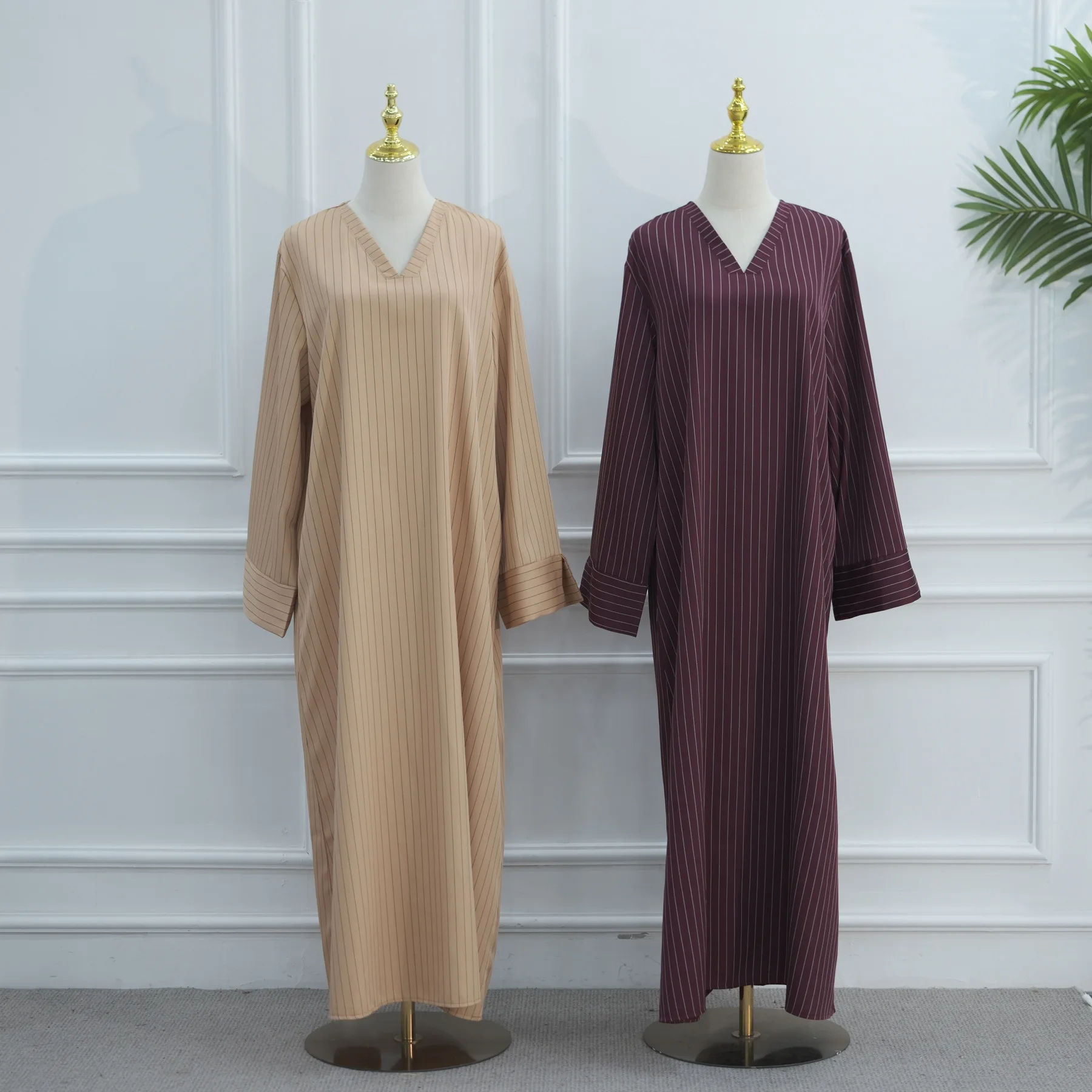 

Eid Muslim Dress Women Abaya Stripe Jalabiya Ramadan Caftan Long Vestidos Islam Church Clothing Dubai Kebaya Arab Kaftan Robe