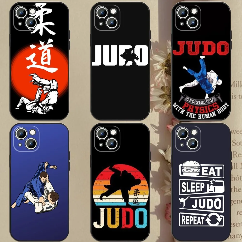 Japanese Martial Arts Judo Phone Case For Apple iPhone 15,14,13,12,11,XS,XR,X,8,7,Pro,Max,Plus,mini Silicone Black Cover