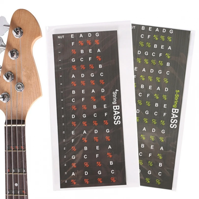 4 / 5 Strings Electric Guitar Bass Fretboard Note Map Decals Stickers ,Ukulele Bass Fingerboard Note Labels