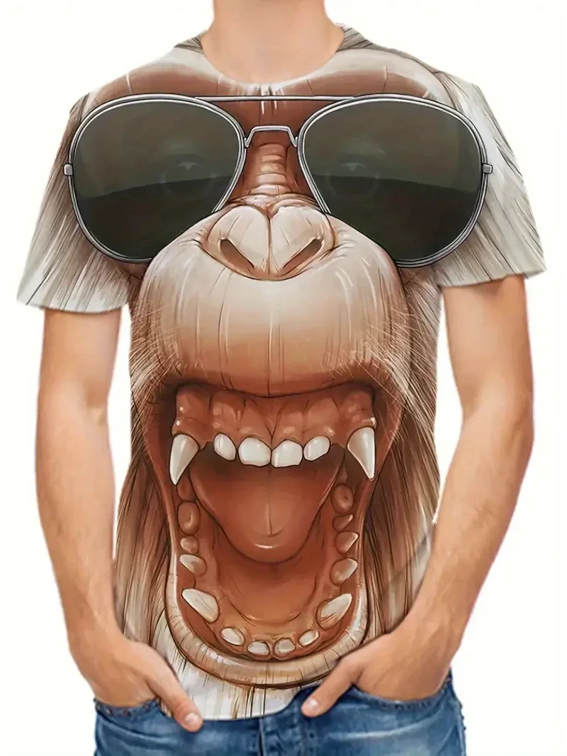 Fun Monkey 3D-Druck Sport Schnelltrocknendes, atmungsaktives Herren-T-Shirt Outdoor Street Loose Cosplay Vielseitiges Eltern-Kind-Kurzarm-Top