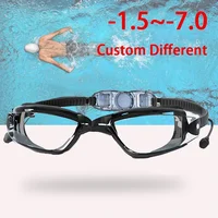 -1.5 a -7,0 miopía adulta silicona HD lente transparente antivaho gafas de natación gafas de natación personalizado diferentes grados izquierda derecha ojo