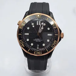 41mm Pvd Black And Rose Gold Stainless Steel Watch With Japan NH35 Automatic Mechanical Movement