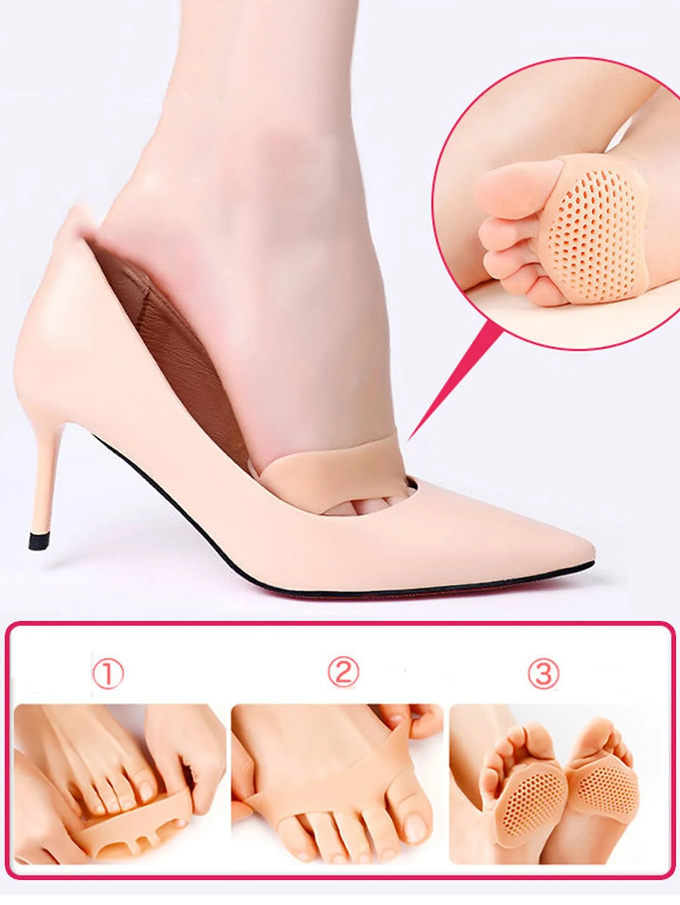 10sets foot pads 2pieces/set of soft gel reusable, wear-resistant foot pads, forefoot cushioning shoes,unisex image 5