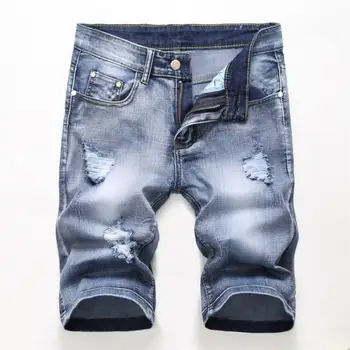 Zomer Denim Shorts Mannen Fahsion Hole Jean Shorts Bermuda Skate Board Harem Heren Jogger Enkel Ripped Wave Knielengte Plus size