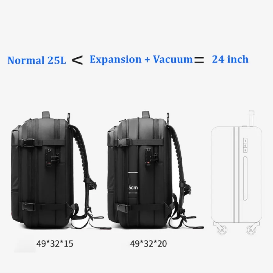 Men Travel Backpack vacuum compression 17 inch Laptop Backpack Business Large Capacity school Backpack Expanded Hiking backpack