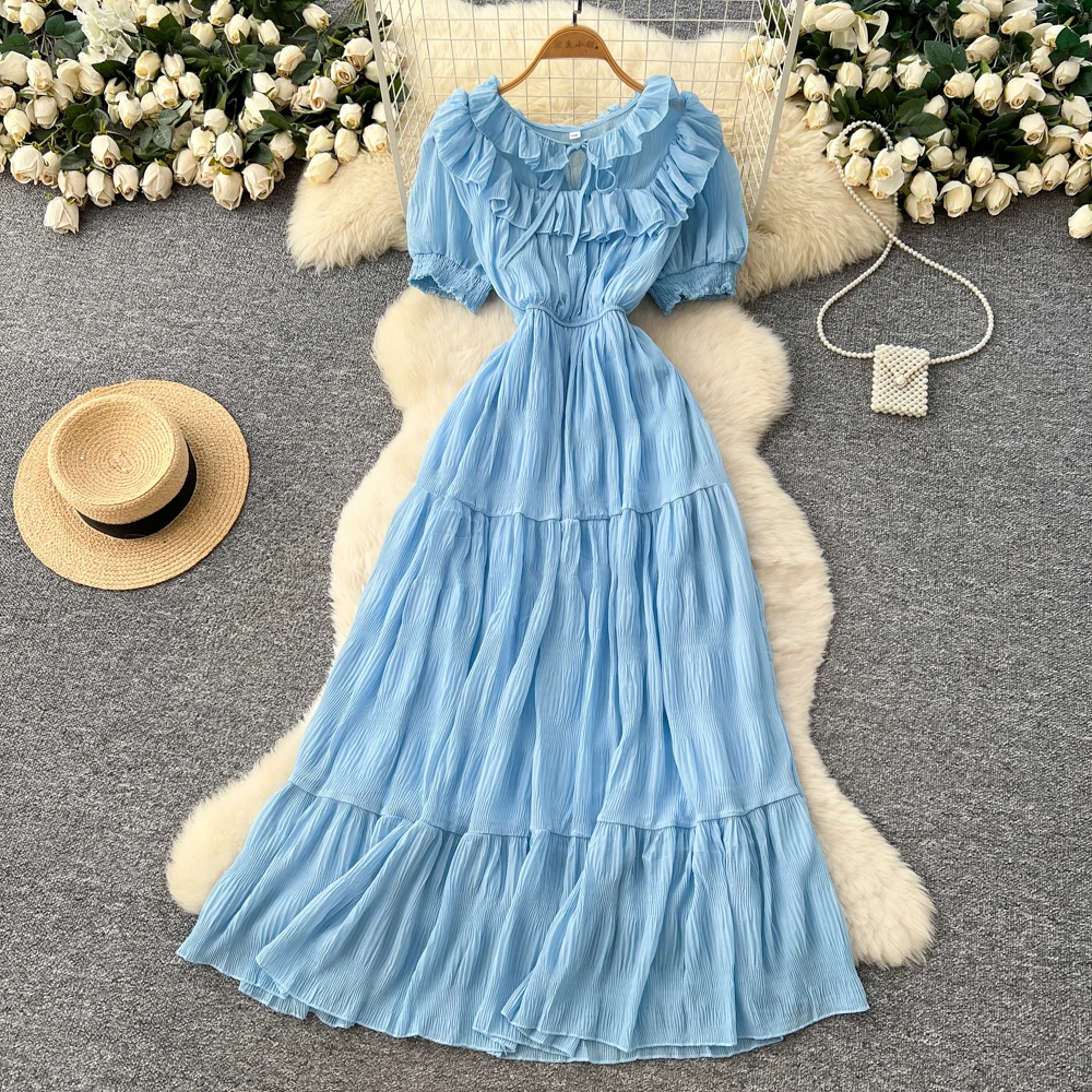 

Шикарный винтажный элегантный сарафан с пышными рукавами и короткими рукавами, женская одежда, платье трапециевидной формы