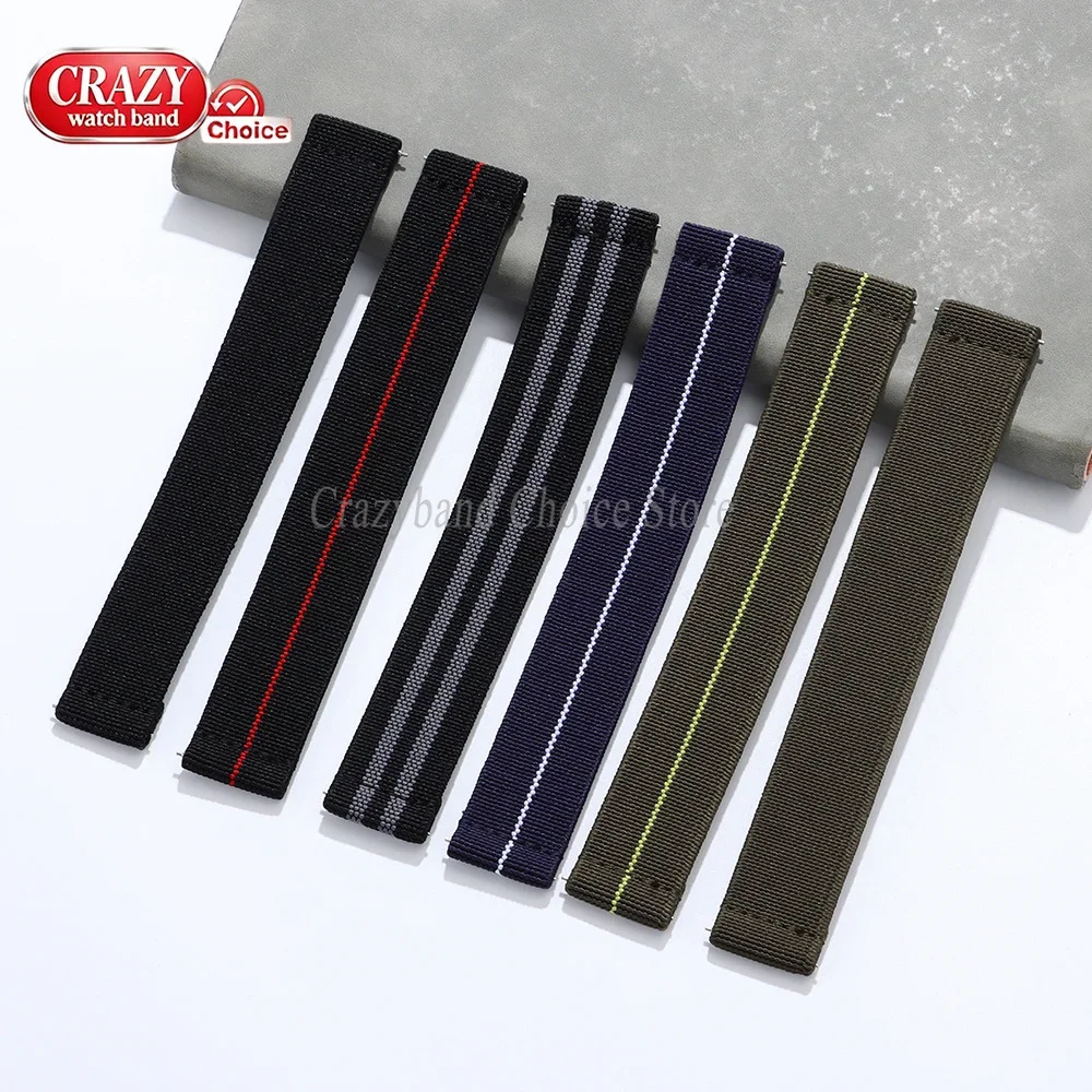 Nylon Braided Watch Band 20mm 22mm High Quality Sailcloth Strap Universal Wristbelt Men Women Bands Elastic Sport Black Bracelet