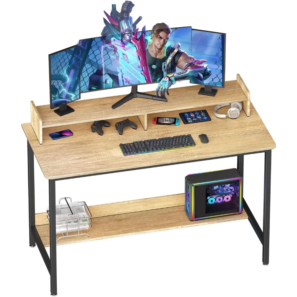 

Computer Desk with Shelves, Gaming Writing Desk, Study PC Table Workstation with Storage for Home Office