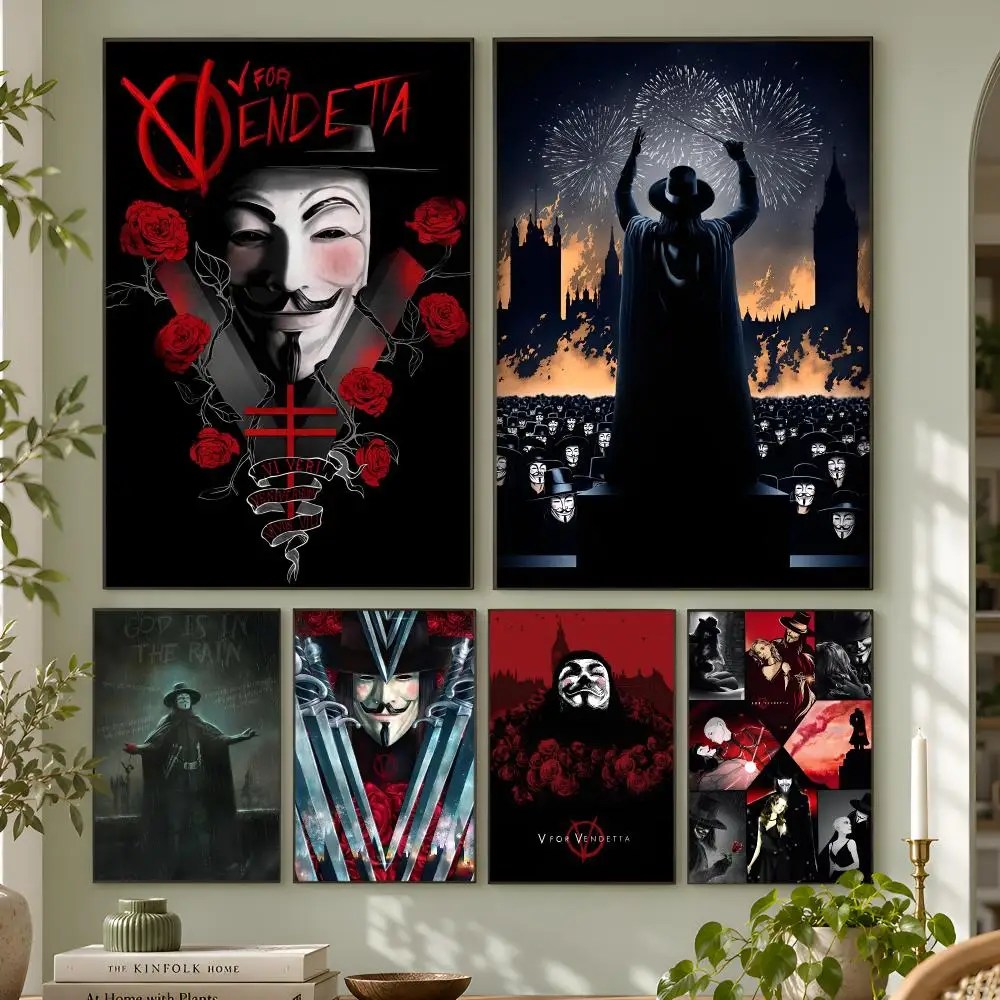 Classic Thriller Movie V For V-Vendetta Poster Wall Art Home Decor Living Room Bedroom Office Dorm Apartment Gift