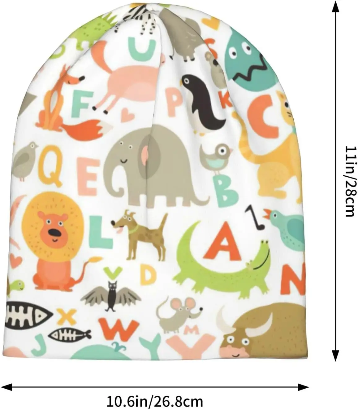 Удобная вязаная шапка унисекс с животным принтом алфавита зоопарка для взрослых и мужчин, стильная шапка для зимнего бега на открытом воздухе, черная