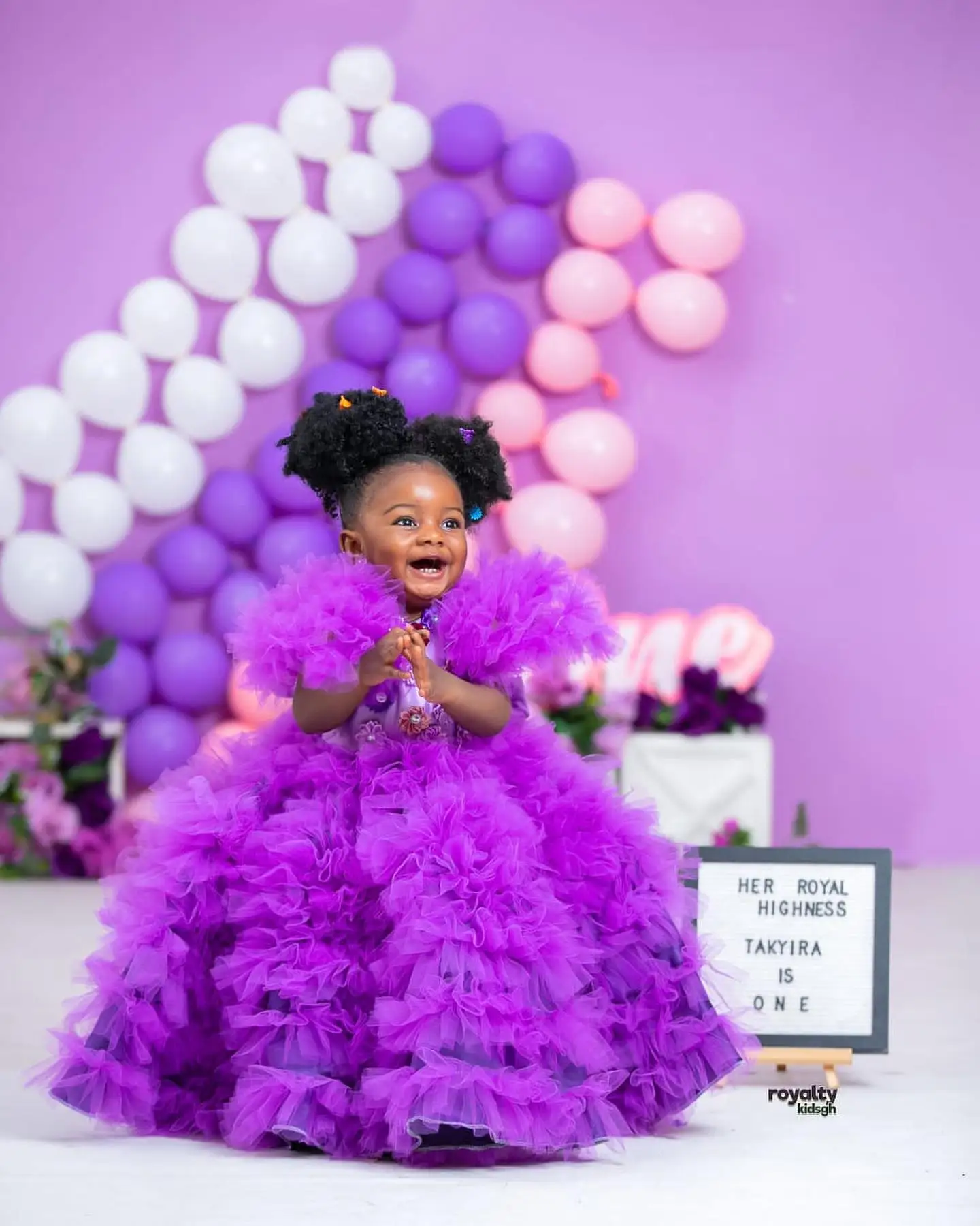 Purple Ruffles Girls Birthday Party Dresses Princess 3D Flower Girl Dresses Baby Kids Ball Gowns for Photo Shoot