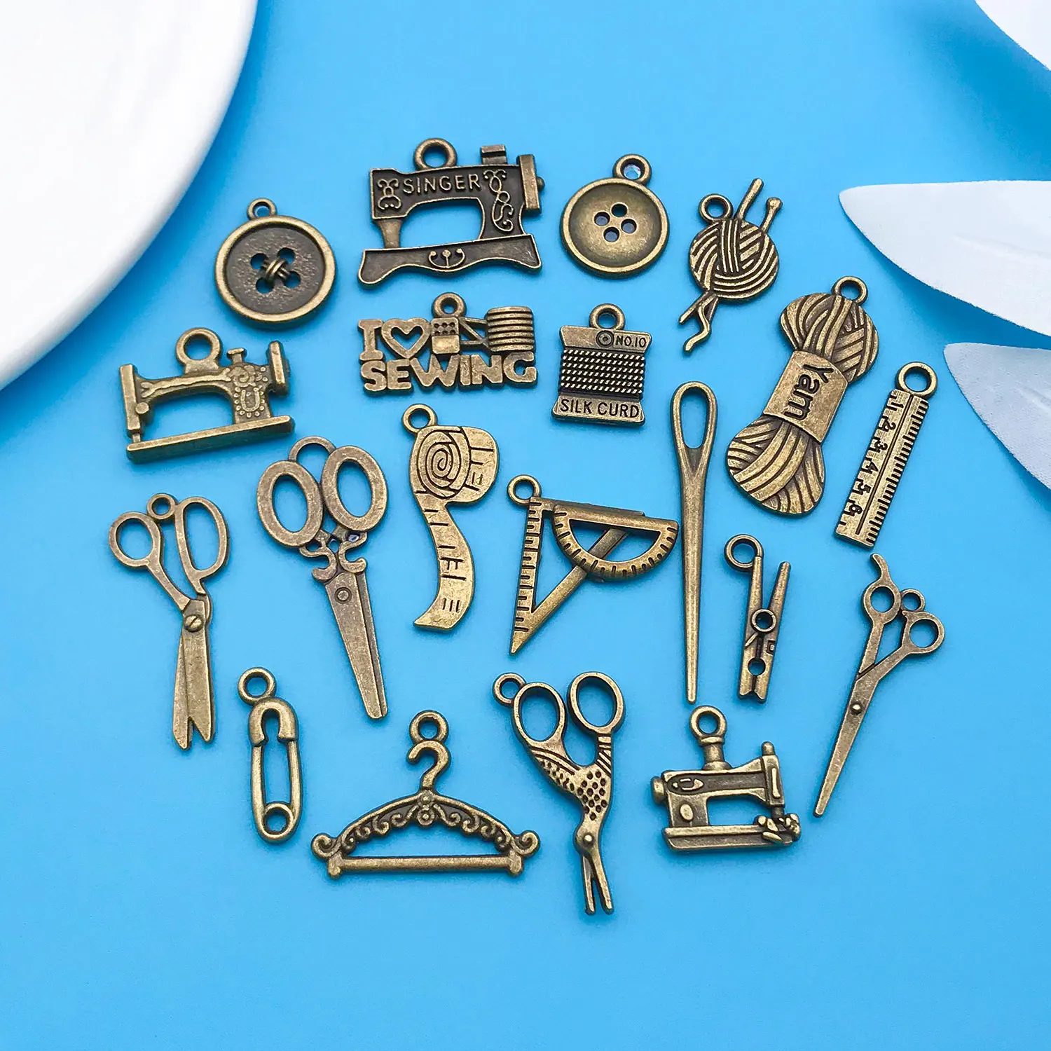 Mix 20 pieces/Ancient Blue Sewing Machine Series Fashion Jewelry Making DIY Craft Halloween Thanksgiving Fashion Accessories