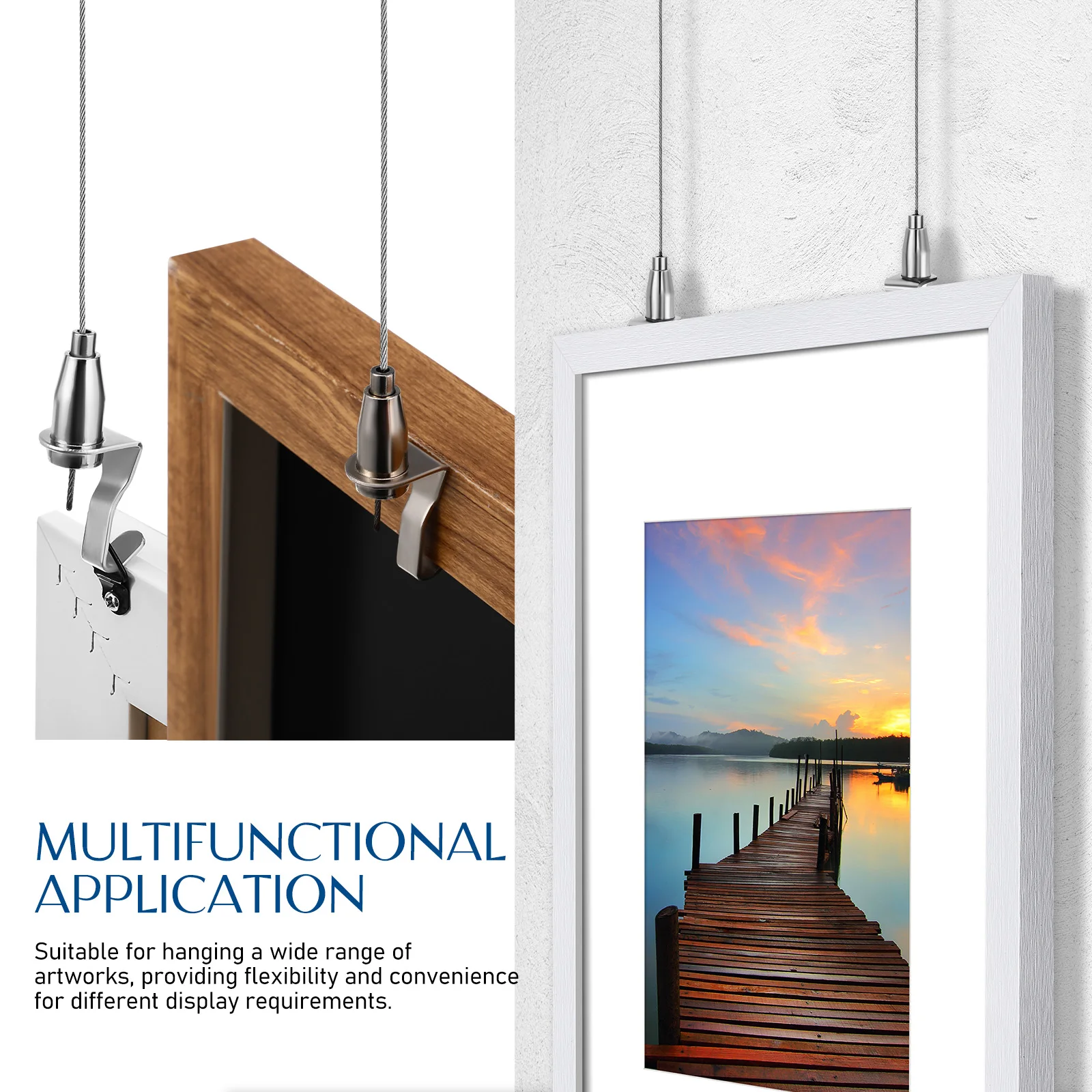 8 قطعة معرض صورة معلقة عدة أسلاك الفولاذ المقاوم للصدأ السنانير عرض فني متعدد الوظائف الثقيلة جدار جبل الأجهزة