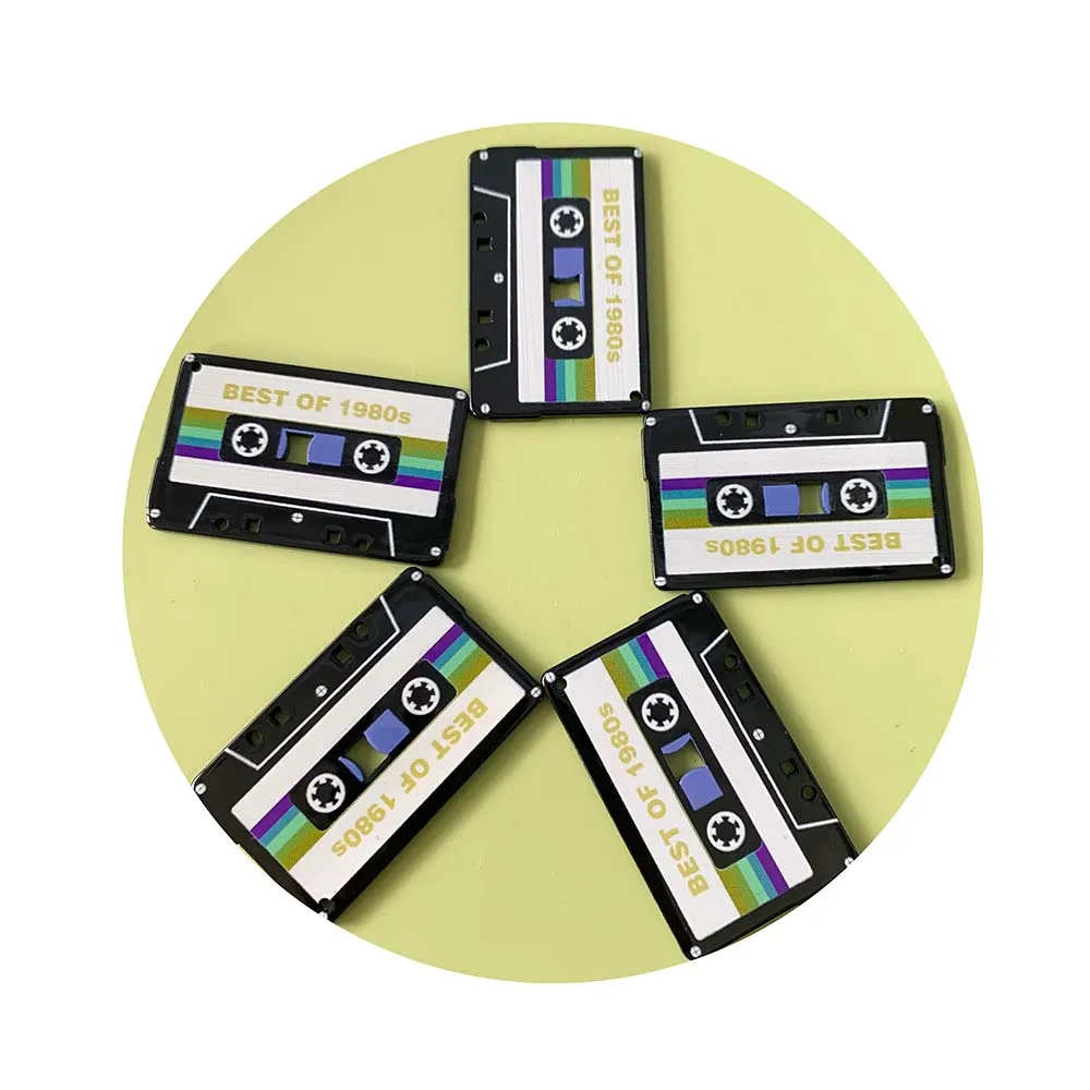 

2025 hot sale 100 Pcs Colorful Mini Plastic Cassette Tape Planars Doll House Miniature Artificial Radio Tape Flatbacks for Holid