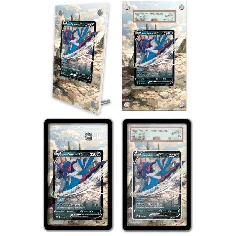 estojo-protetor-de-acrilico-para-exibicao-de-arte-de-anime-e-expansoes-de-jogo-de-pokemon-espada-e-escudo-hisuian-samurott-com-chaveiro-e-nivel-de-avaliacao