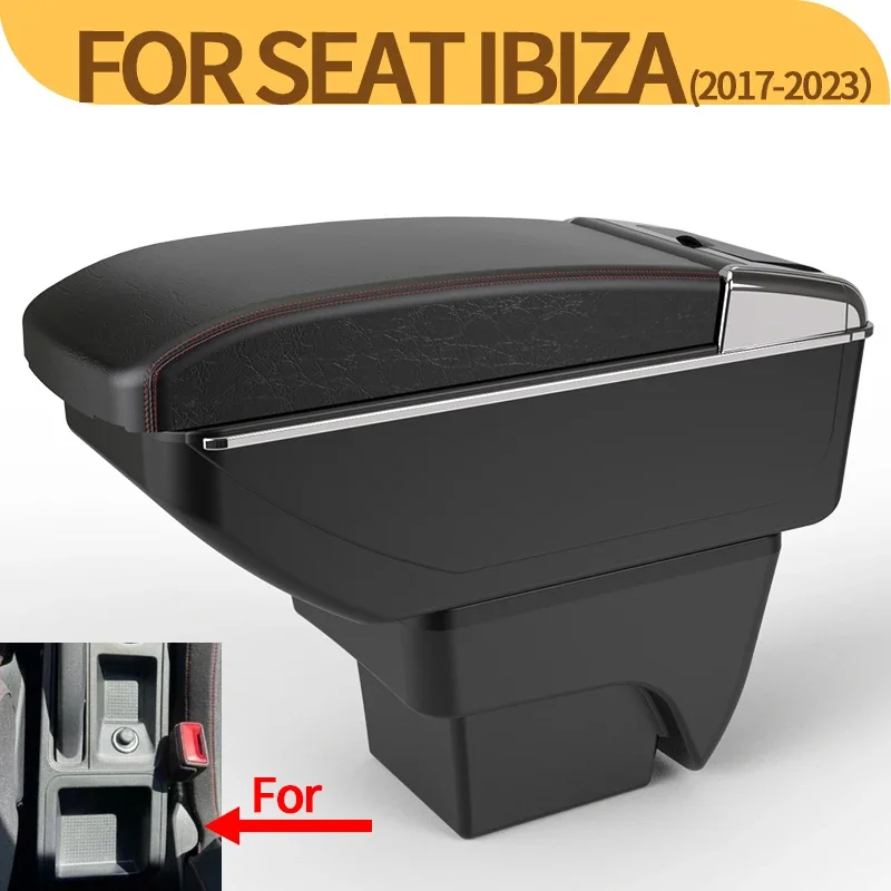 For SEAT Ibiza center console armrest modified storage box new car interior with cup holder double layer auto parts 2017-2023