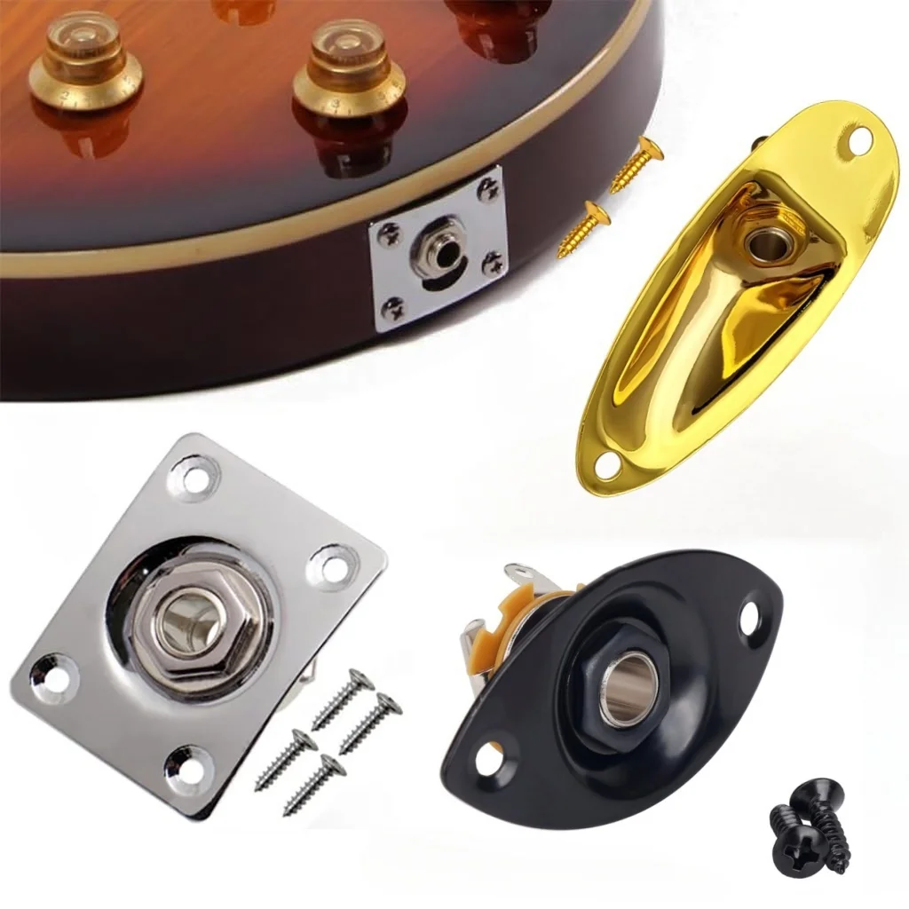 Miwayer Square/Boat Style/Oval Metal 1/4Inch Output Jack Plate Input Jack Socket w/Screws /for Electric Guitar Replacement Parts