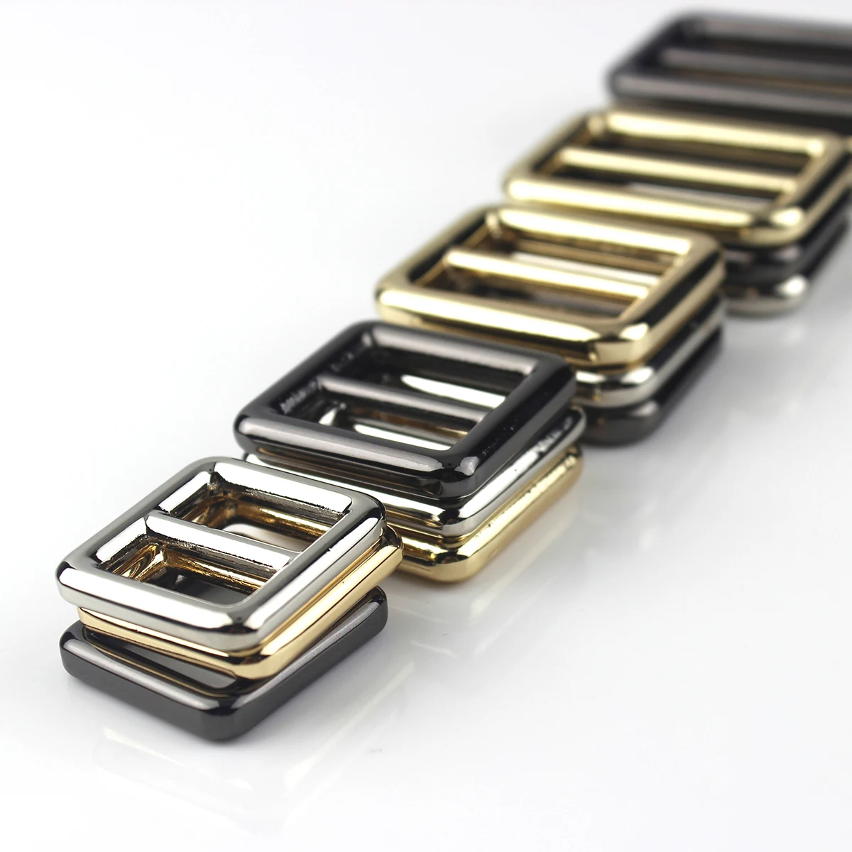 Hebilla Tri-Glide de Metal para bolso, ajustador de correa, hebilla de anillo cuadrado para manualidades de cuero, piezas de bolso, mochila, accesorios para cinturón de hombro