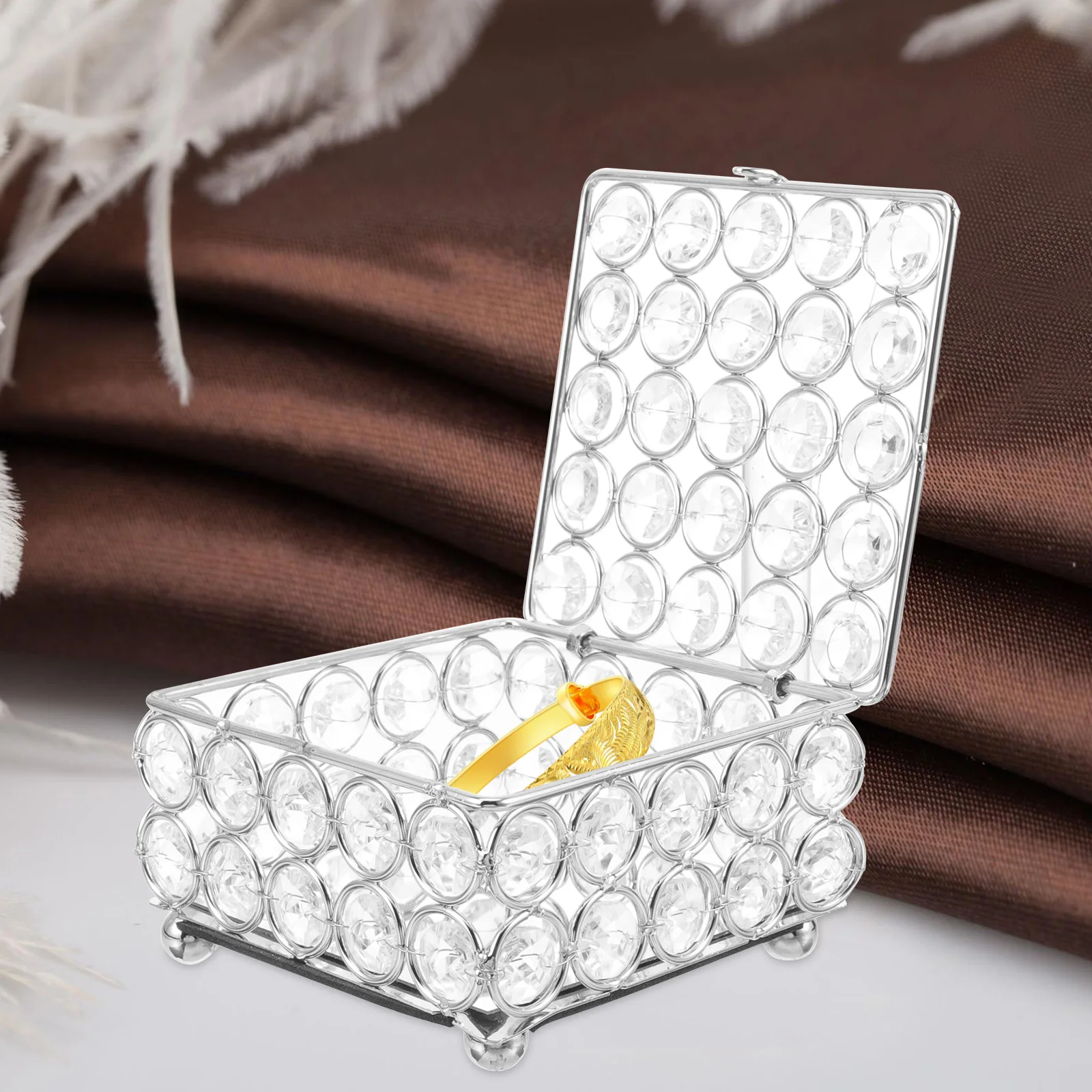 

Роскошная хрустальная шкатулка для драгоценностей, серебряное ожерелье, кольцо, серьги для хранения, ganizer, домашний декор, подарок, винтажный контейнер на память, брелок