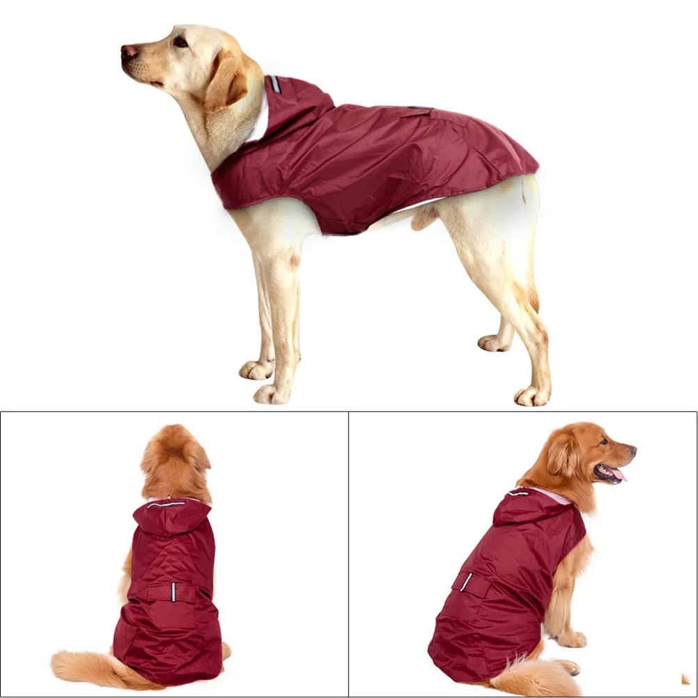 

Reflective Hooded Pet Dog Raincoat Red 3Xl Waterproof Nylon Rain Jacket Puppy Poncho Breathable Outdoor Dog Raincoats