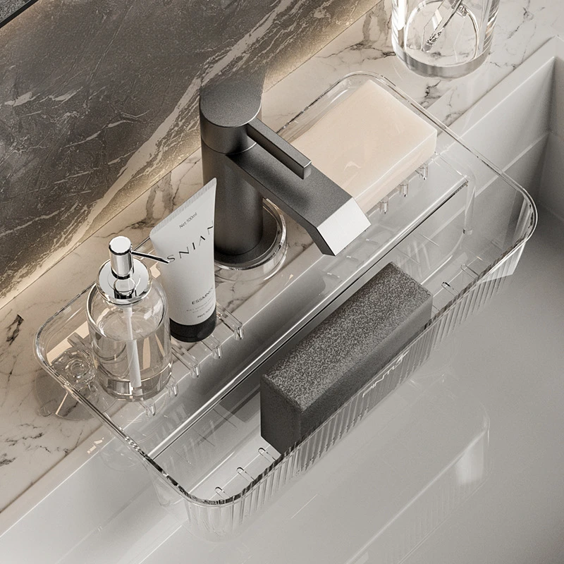 Household Suction Cup Sink Drain Storage Basket Kitchen Faucet Cloth Sponge Wipe Suspended Bathroom Drain Storage Rack view 3