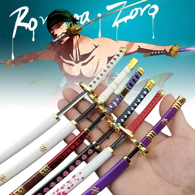 Mini Metal Roronoa Zoro Katana One Piece Steel Sword Ninja Knife Real Size Japanese Katana Zoro Samurai Sabre Kid Toy Anime Gift