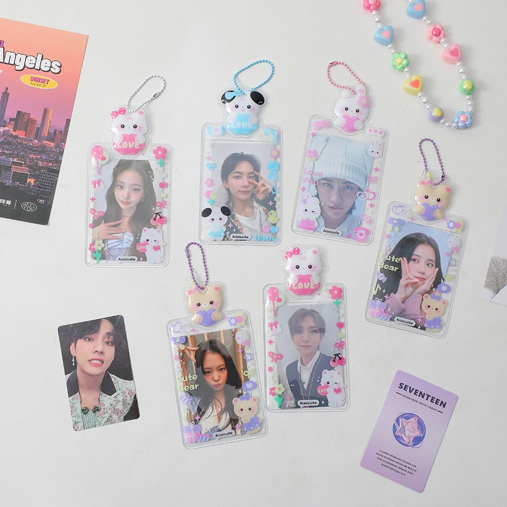 Korean 3 inch Card Holder Sleeve Cute PVC Cartoon Girl  Photo Display Pendant Star Chasing Album Card Bag