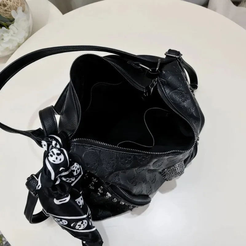 Fashion rivet skull shoulder bag popular leisure handbag retro bags for women large capacity Tote handbag Y2k сумка через плечо