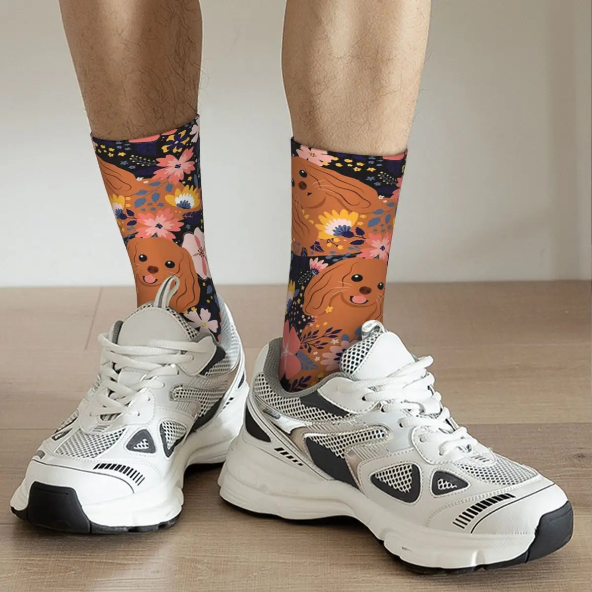 Cavalier King Charles Spaniel Socks Harajuku Sweat Absorbing Stockings All Season Long Socks for Unisex Valentine's Day Gifts