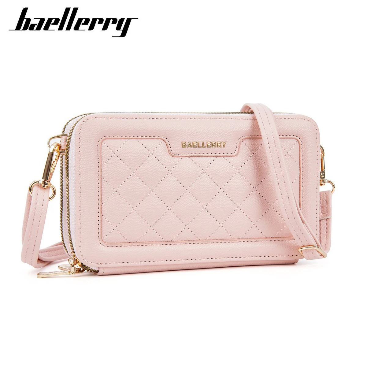 

Baellerry, новинка 2025, женская сумка через плечо с ромбовидным узором, стильный кошелек для телефона с застежкой-молнией, многофункциональная сумка на плечо из искусственной кожи