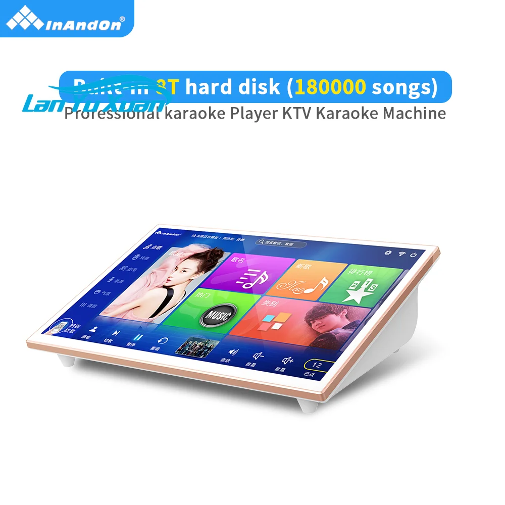 Large Capacity 6TB 19'' Touch Screen Kareoke System InAndOn Mini Karaoke Machine Song Karaoke Player for KTV Party Wedding Home
