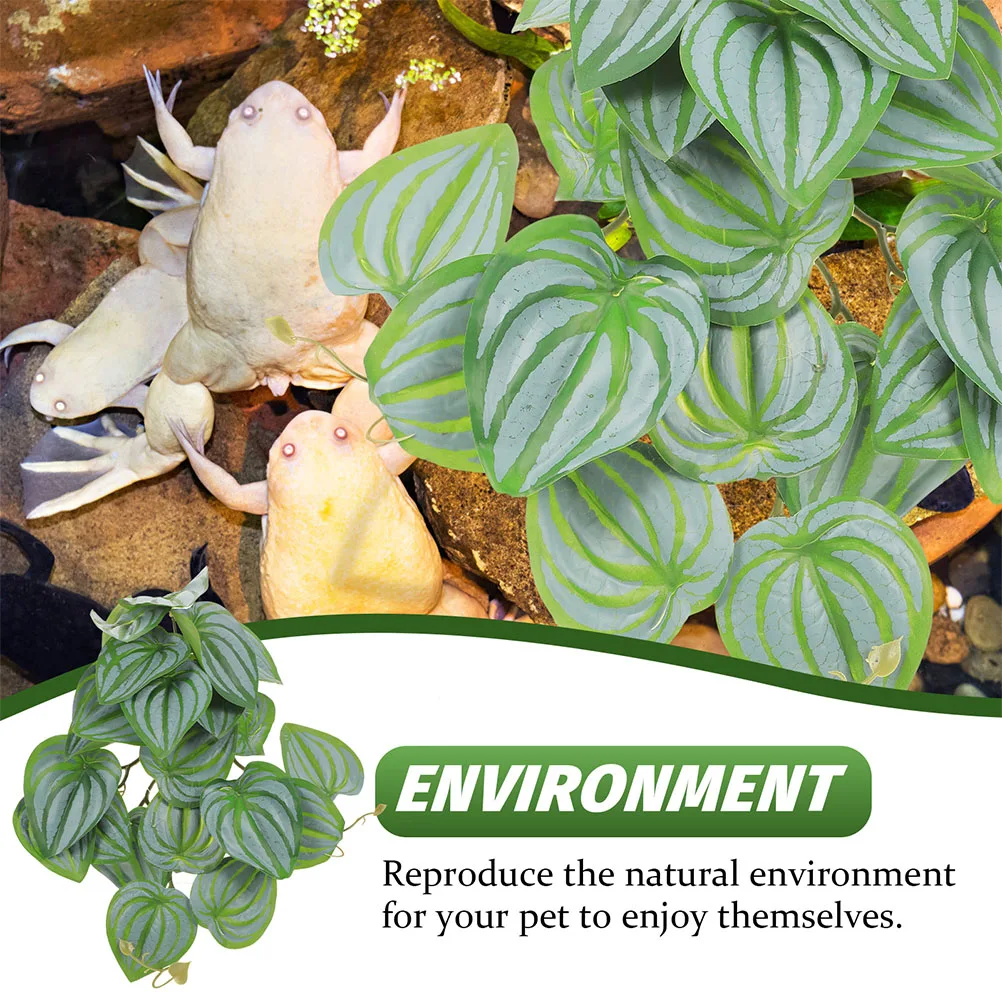 

Artificial Hanging Plants Reptile Fake Turtle Tank Ornament for Decor Terrarium Faux Leaves Flowerpot Lizard Decoration
