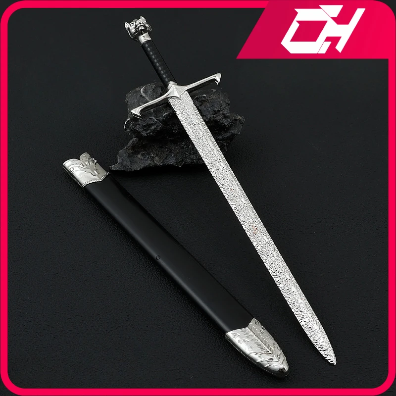 22cm Direwolf steel Sword Medieval Knight Weapon Movies TV Peripheral Metal Sword Uncut Blade Weapon Model Crafts Gifts Toys Boy