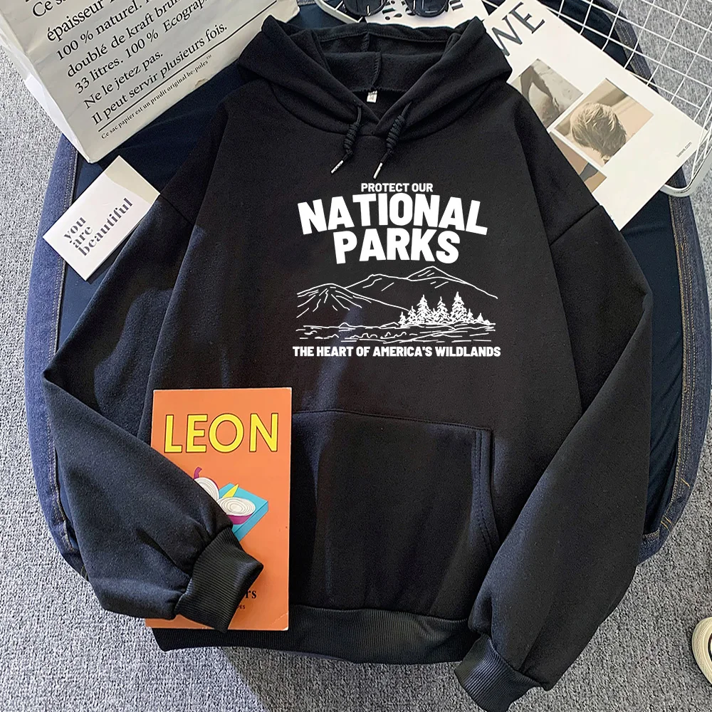 

Protect Our National Parks Hoodies Men Oversized Loose Casual Tops Female Harajuku Fleece Sweatshirt Hoody Pullovers Creative