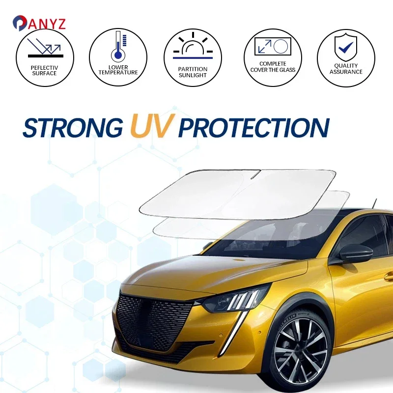 

Windshield Sun Shade For Peugeot 208 Sunshade Sun Visor Protector Foldable Blocks UV Rays Keep Your Car Cooler