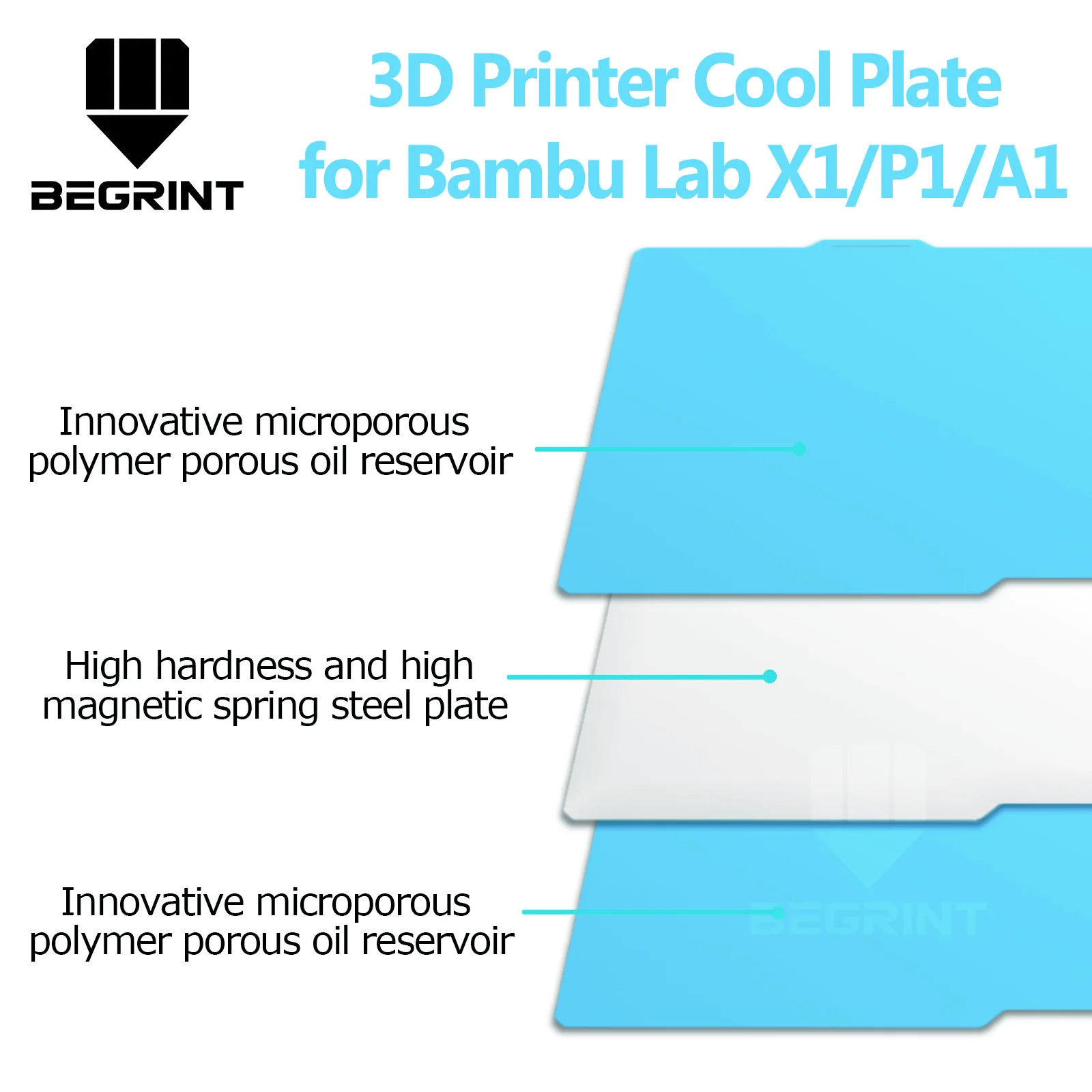 Upgraded Build Plate Adapted for Bambu Lab P2S P1P A1 X1 X1C P1S,  Double Sided 257X257 Cold Plate Removable Surface Platform