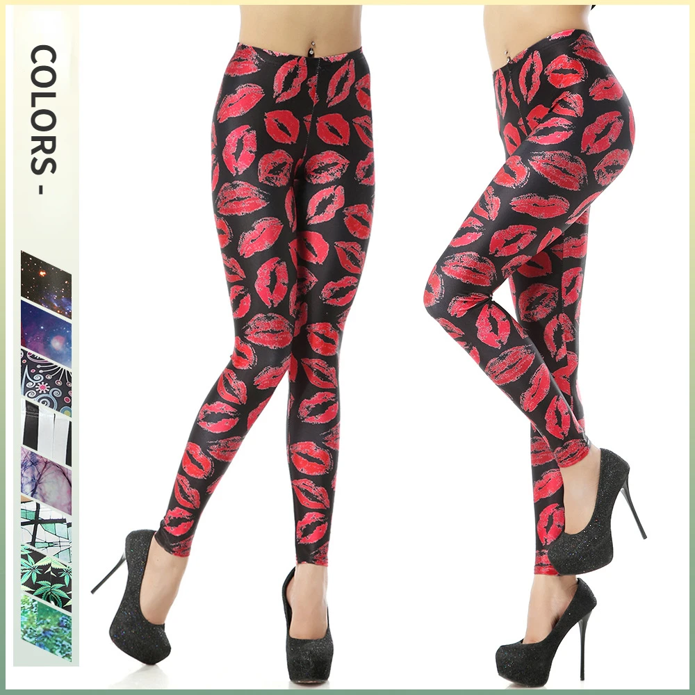 Starry Sky Lips 3D Printed Tight Yoga Pants Women Halloween Cosplay Bottom Costume Slim Fit Party Role Play Leggings Trousers