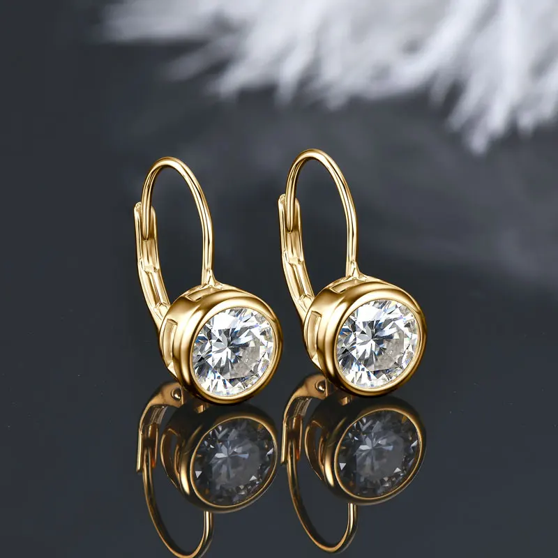 IOGOU 1CT 2CTD Moissanite Drop Hoop Earrings 925 Silver for Women 6.5mm 8mm Bezel Lab Diamond Wedding Party Fine Jewelry Gift