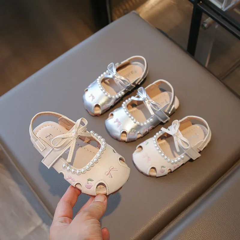 

2025 Girl's Baotou Sandals Princess Summer Children's Shoes Children's Soft Bottom Bow Beach Shoes Children's Casual Shoes