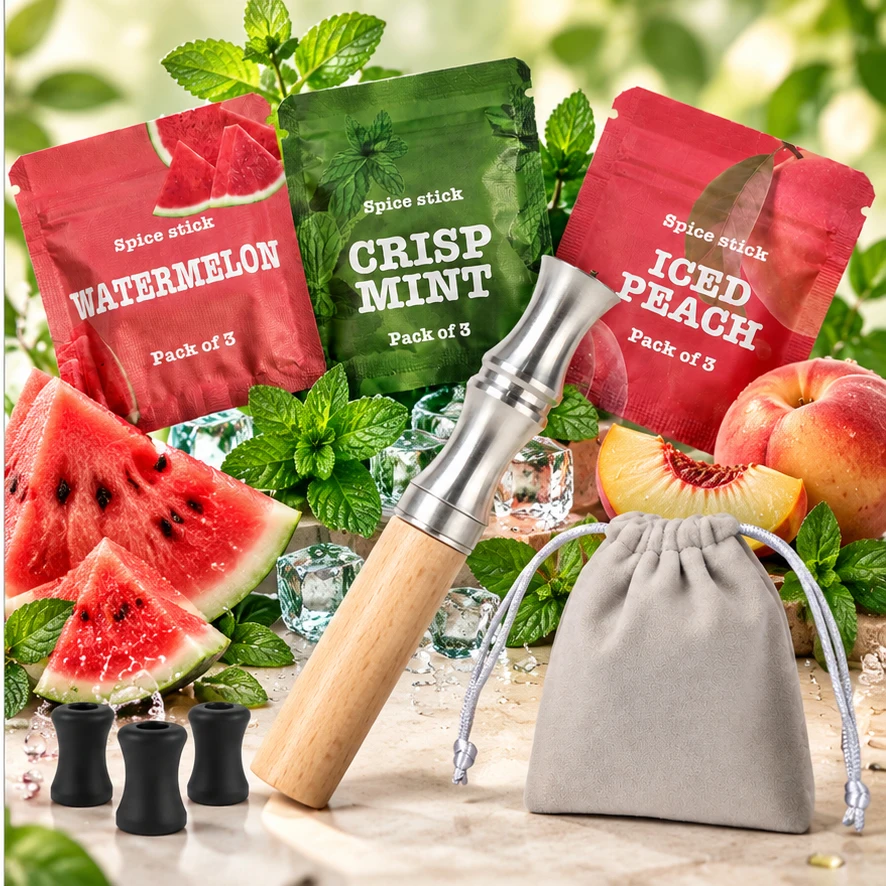 Magnetic Aroma Inhaler Stick Plant Fresh Mindful Breathing Hand-to-Mouth Habit Alternative Portable Storage Pouch Christmas Gift