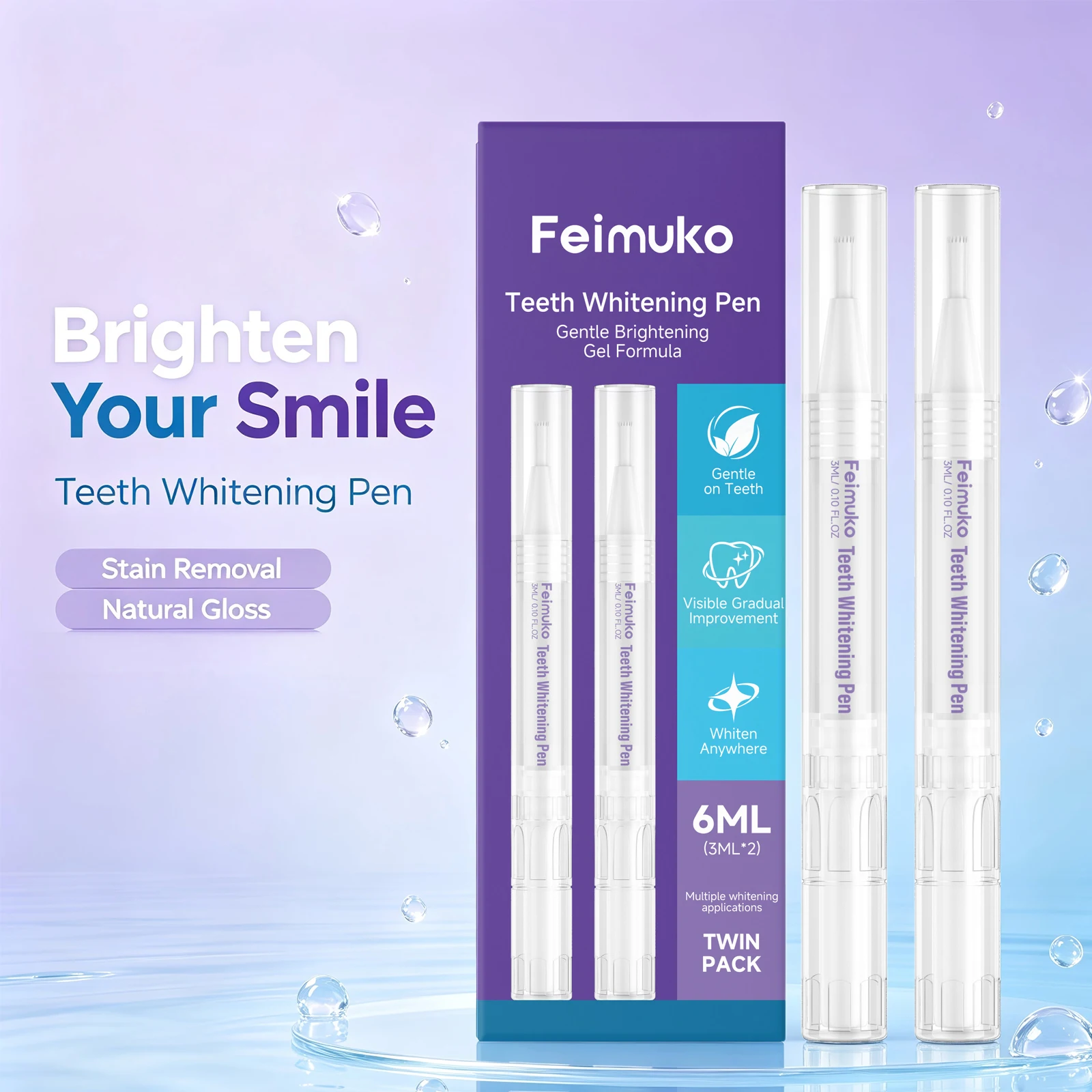 Teeth Whitening Pen for Coffee Tea Red Wine Stain and Residue Removal Teeth Brightening Freshen Breath Travel‑friendly Oral Care