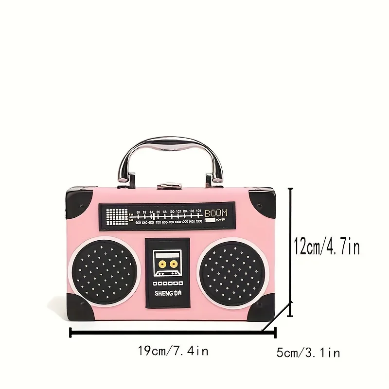 Creative Radio Design Handbag, Vintage Mini Crossbody Bag, Niche Design Box Bag & Square Purse